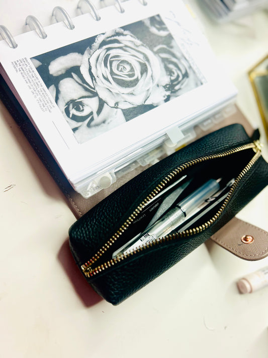 Faux Pebbled leather Pen Pouch