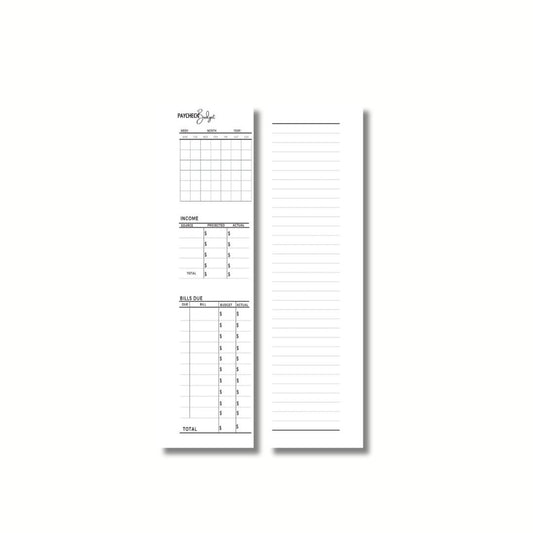 Half Page Paycheck Budget Insert