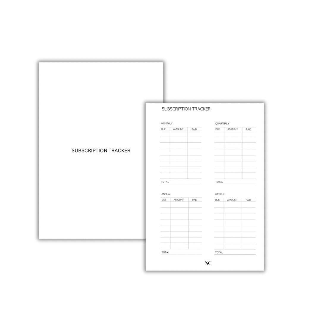 Subscription Tracker Insert