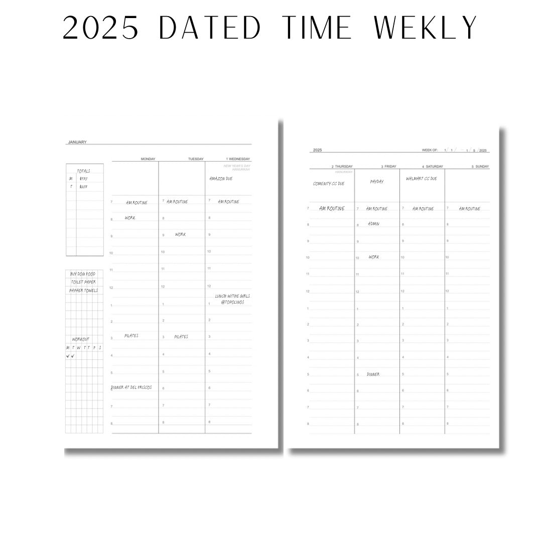 2025 Dated Timed Weekly Monday Start